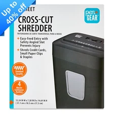 Pen+Gear 6-Sheet Cross-Cut Shredder - 3.7 Gal Bin, Black, Home/Office