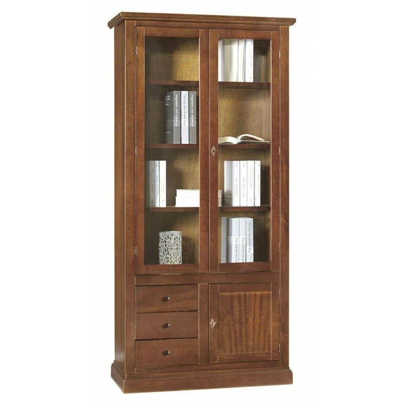 VETRINA DISPENSA CRISTALLIERA ARTE POVERA STRUTTURA MASSELLO NOCE SCURO - Immagine 4 di 4