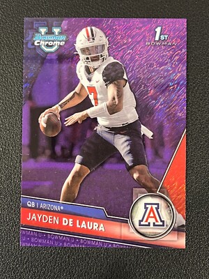 Jayden De Laura 2023 Bowman Chrome University 1st Purple Shimmer Arizona
