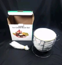 Servappetit 8 piece Ice Cream Bowl & Spoon set with rack for easy storage New