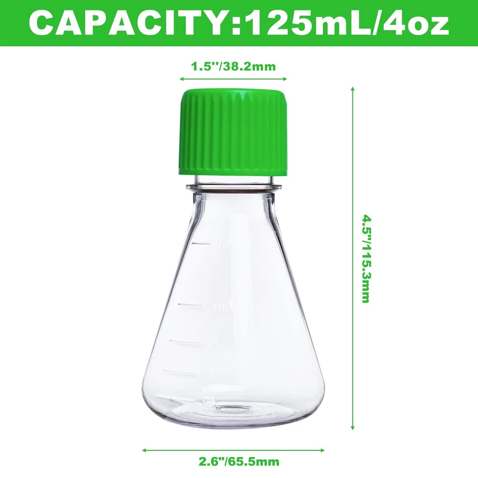 Biologix® 125mL Erlenmeyer Shake Flask,  Vent/Sealed Cap, 1 Pc/Bag, 24 Bags/Case - Image 2 of 4