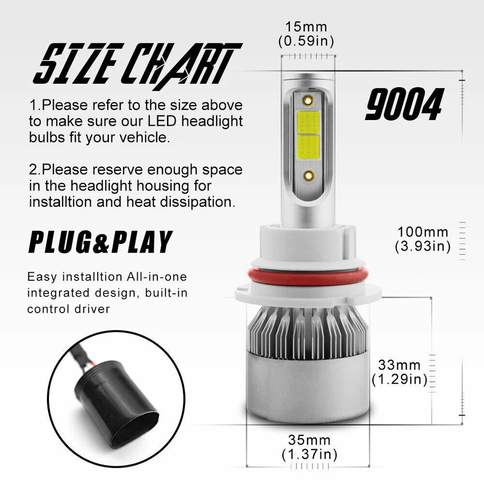 9007 for Ford Explorer 1996-2001 Ranger 1997-2005 HB5 COB LED Headlight Bulb Kit - Image 4 of 4