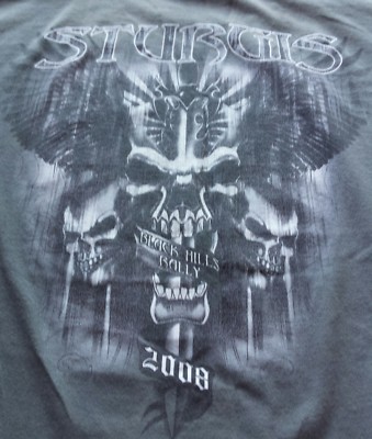 Sturgis Motorcycle Rally 2008 Skull Dagger T Shirt Gray Biker 2 Side Logo 