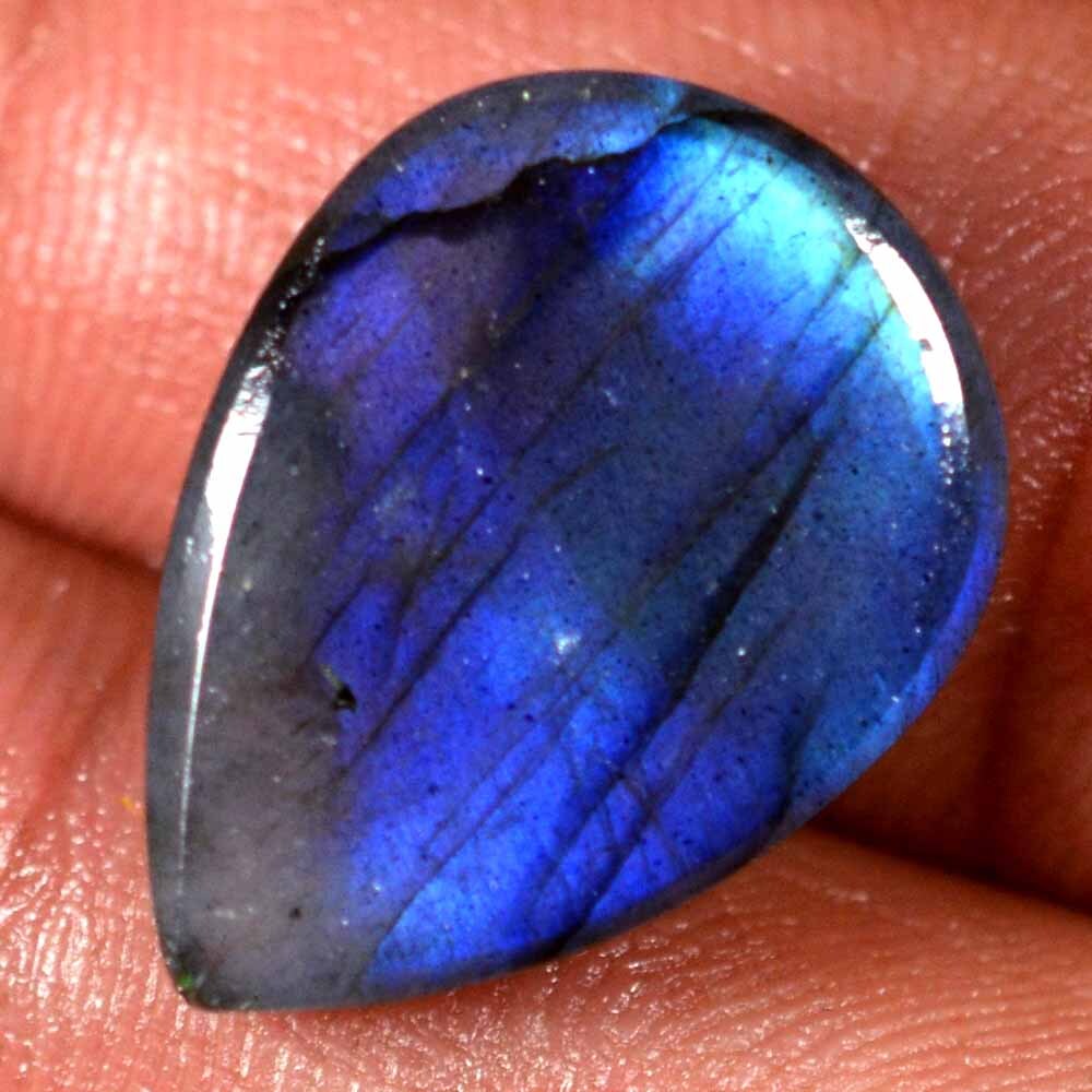 22.90 Cts 100 Natural Labradorite Pear Cabochon Blue Flashy Loose