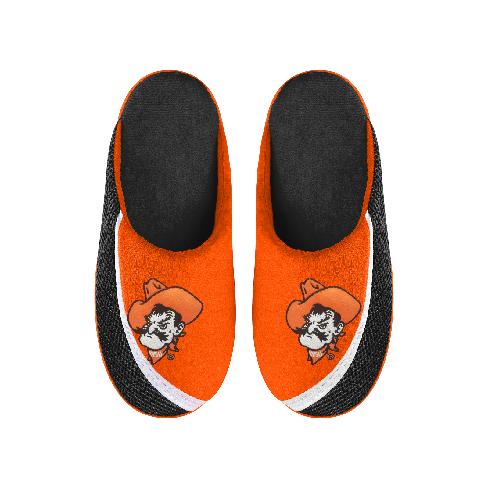 Мужские тапочки FOCO NCAA Mens Oklahoma State Cowboys 2022 с большим логотипом и цветным краем.