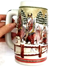 1984 CS62 Anheuser Busch Covered Bridge Beer Stein Mug Clydesdales Budweiser