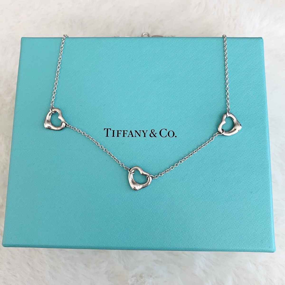Tiffany & Co Elsa Peretti Silver 3 Triple Open 12mm Heart 16