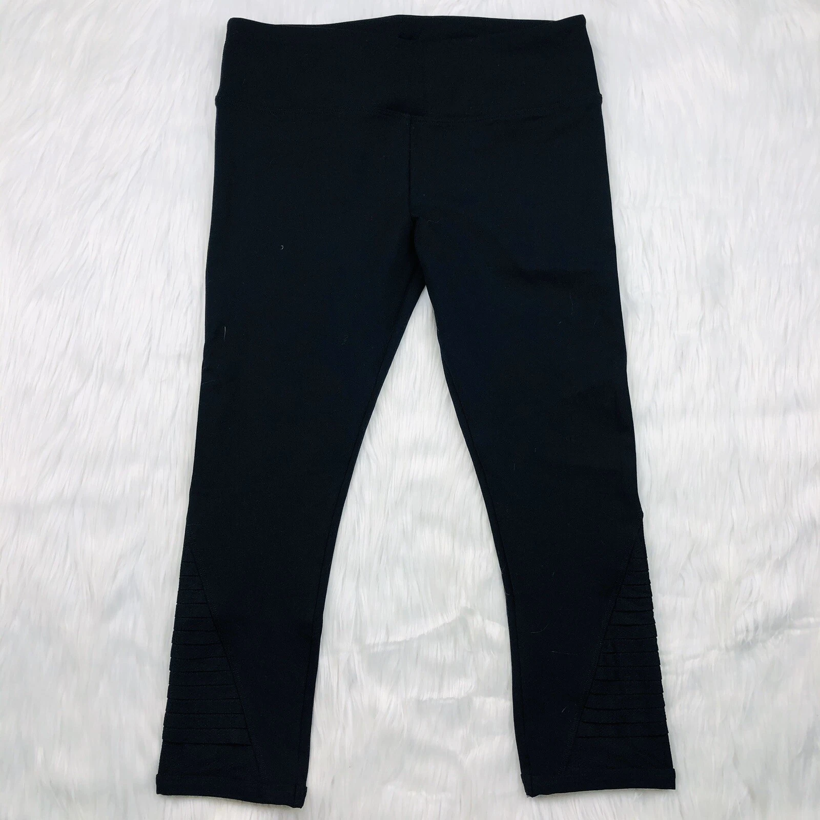 Lorna Jane Size Small Elevate 7/8 Leggings Black Mid Rise Hidden Pocket Mesh NWT