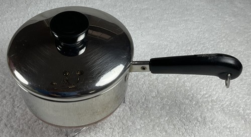 Olla para salsa de colección 1801 Revere Ware 1 qt con tapa fondo de cobre Clinton ILL EE. UU. *LEER*