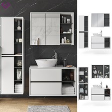 Set di mobili per il bagno 3 pezzi Mobile bagno Specchio Viola Bianco Vicco