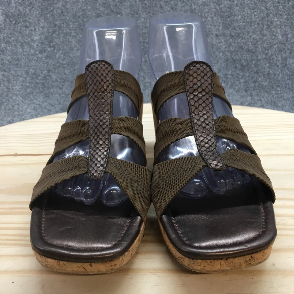 Sandalias Donald J Pliner Para Mujer 9 M Informales Sin Corcho Cuña Slide Tela Marrón Foto 4 de 4