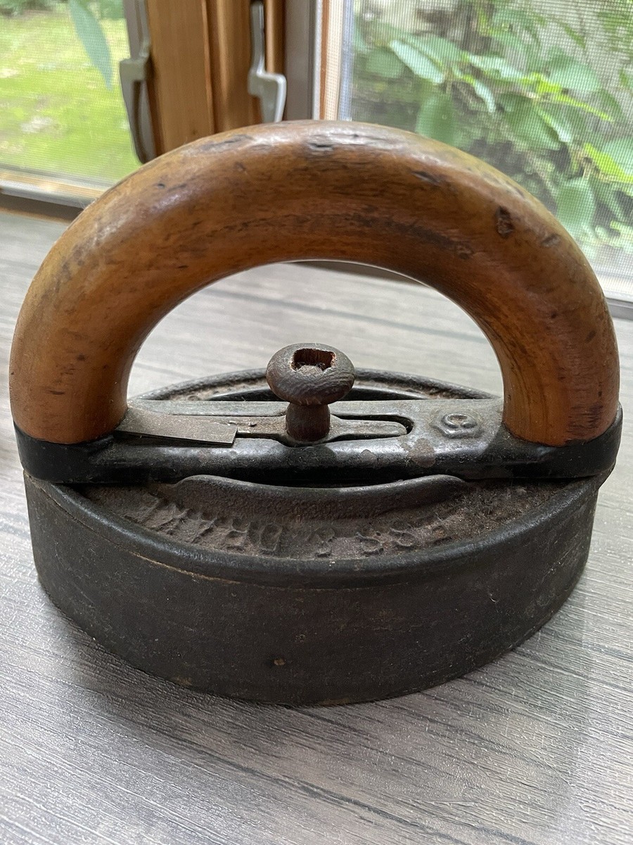 Vintage Bless & Drake Newark NJ Sad Iron with Detachable Wooden