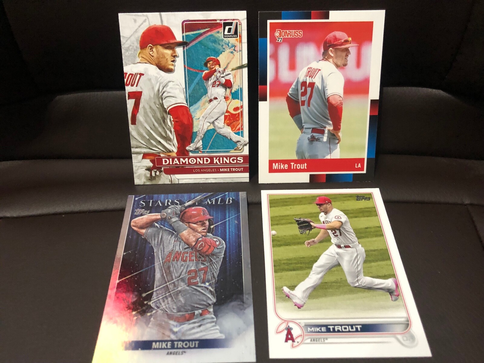 2022 Donruss Diamond Kings Mike Trout #14 & Retro # 265 + SMLB-1 /Topps Base #27