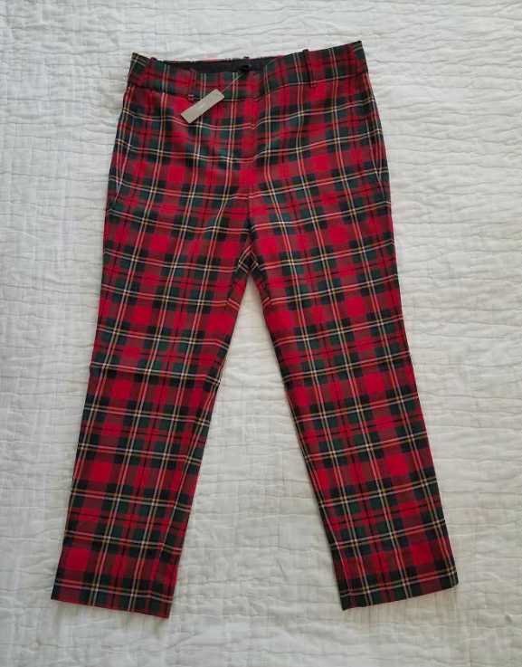 NEW WOMEN'S J CREW CAMERON SLIM CROP PANTS IN TARTAN TWO WAY STRETCH WOOL PLAID