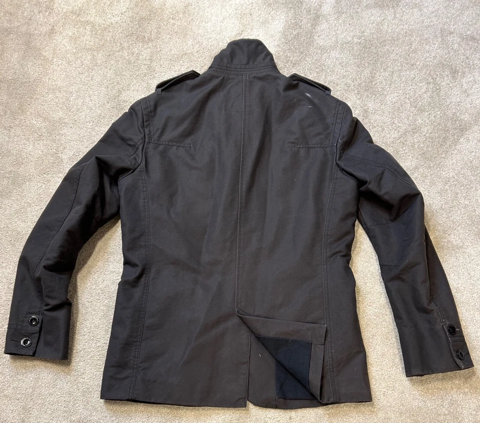 FIRETRAP Hombre Abrigo Marrón Algodón Chaqueta de Campo Cuello Alto Bolsillos Talla M/L Foto 2 de 4