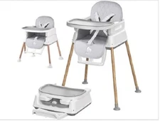 Bellababy 3 in 1 Baby High Chair Adjustable Convertible in Grey & White NEW