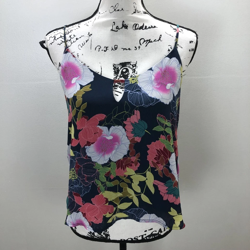 LUSH Spaghetti Strap Multi Color Floral Print Sleeveless Top Women's Size XS - Image 2 of 4