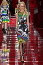 F/W 2015 Look #21 Versace Multi Color Greek Pattern Dress 40 - 4