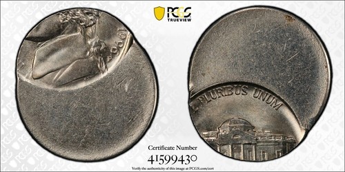 1996 Mint Error Jefferson Nickle PCGS Struck 60% Off Center .Gold Shield MS65