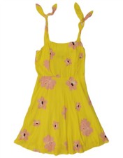Zara Womens Sundress UK 8 Small Yellow Floral Viscose BQ14