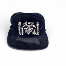 Vintage 90s Masonic hat Blue Velvet