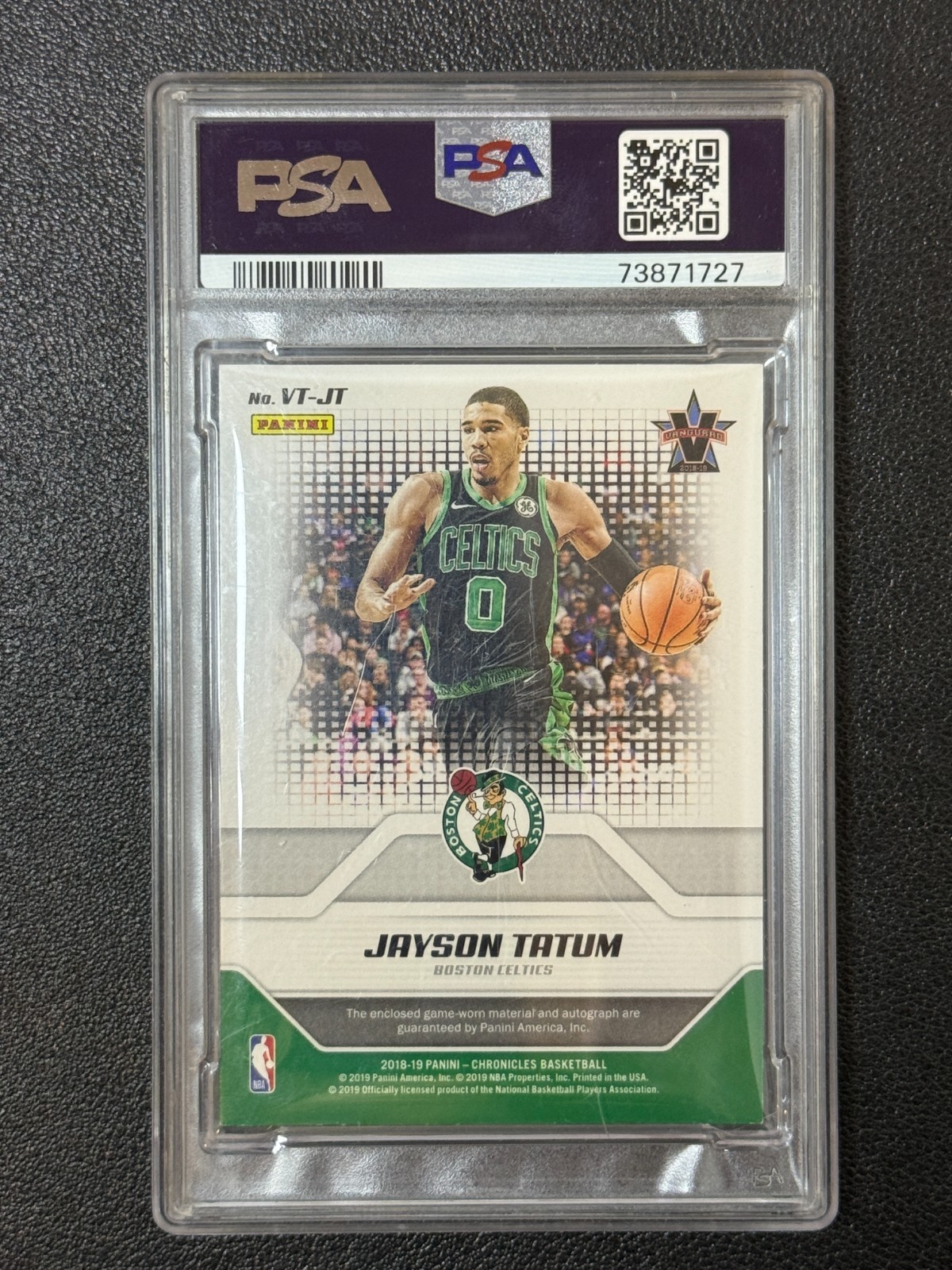2018 Chronicles Jayson Tatum Vanguard V-Team Patch Auto 10/10 PSA AUTHENTIC view 2