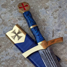 Espada Caballero Templario de Acero Damasco Hecha a Mano | Hoja Sagrada Medieval