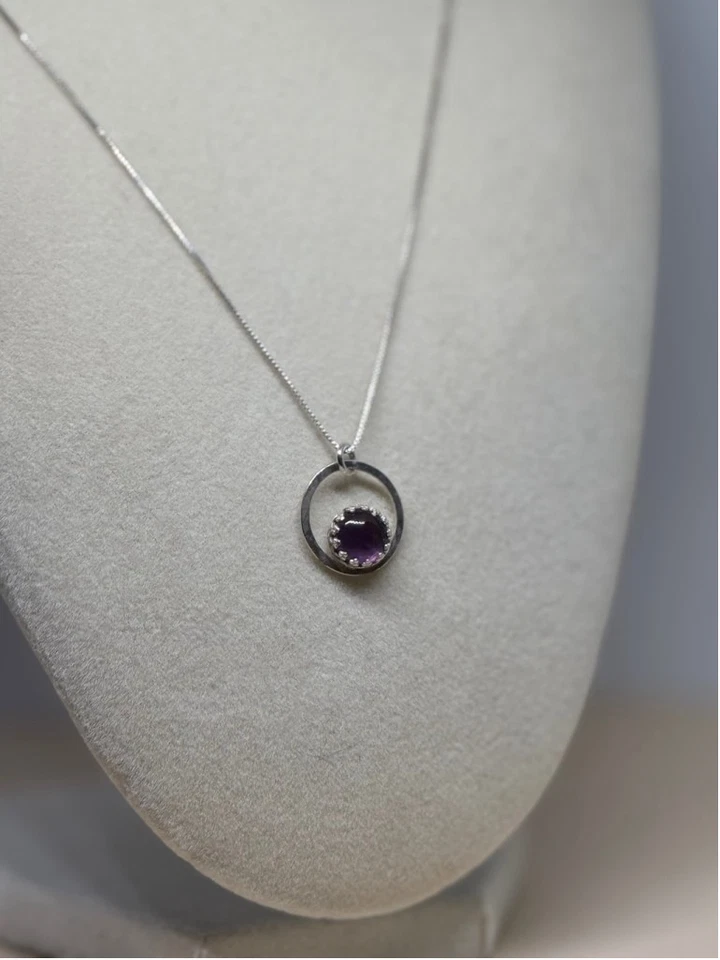 Circular Amethyst Sterling Silver Pendant 925 Italy - Image 3 of 4