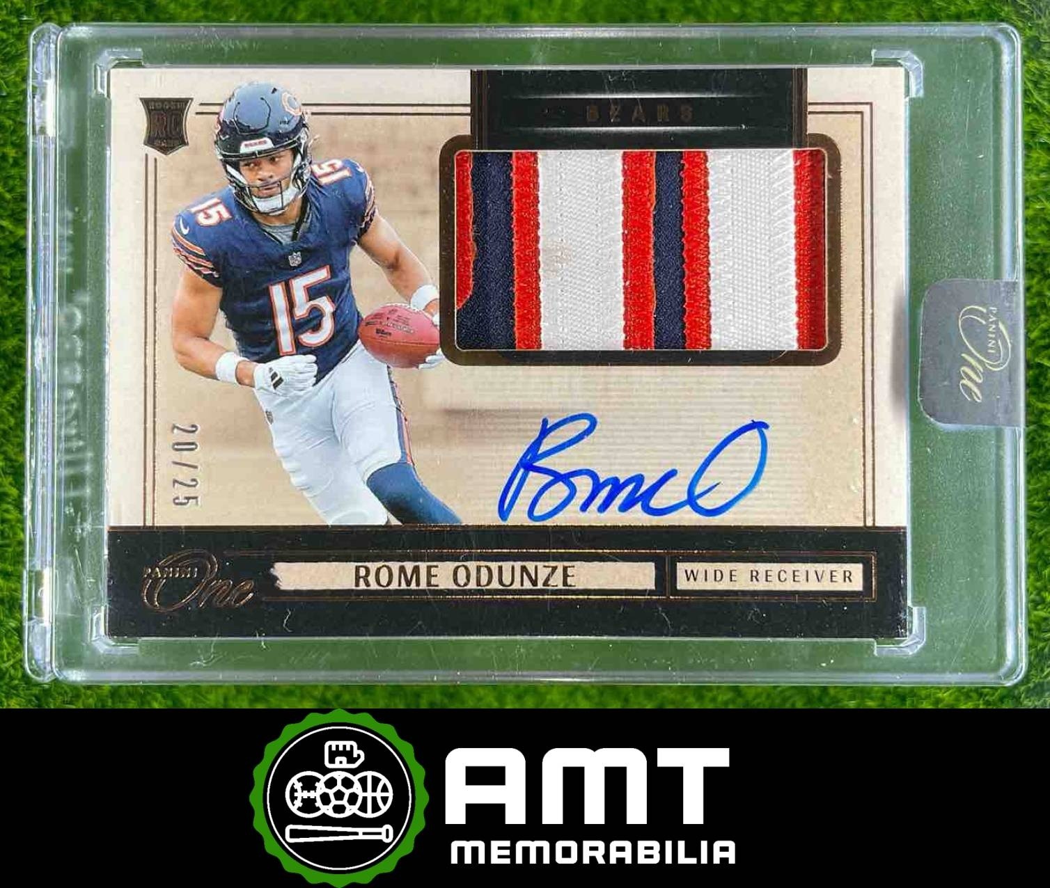 2024 Panini One #4 Rome Odunze RC Patch Auto Bronze 20/25 Chicago Bears