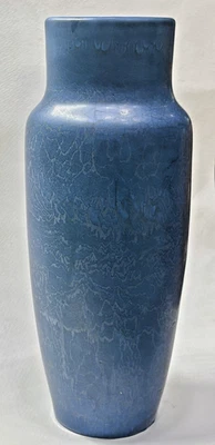 1904-1914 HAMPSHIRE POTTERY VASE 108 CADMON ROBERTSON PEACOCK 2-TONE BLUE 11.25” - Image 1 of 4