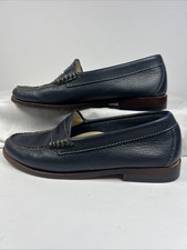 G.H. Bass Weejuns Loafers Women Sz 7 M Soft Textured Leather Navy Blue Penny