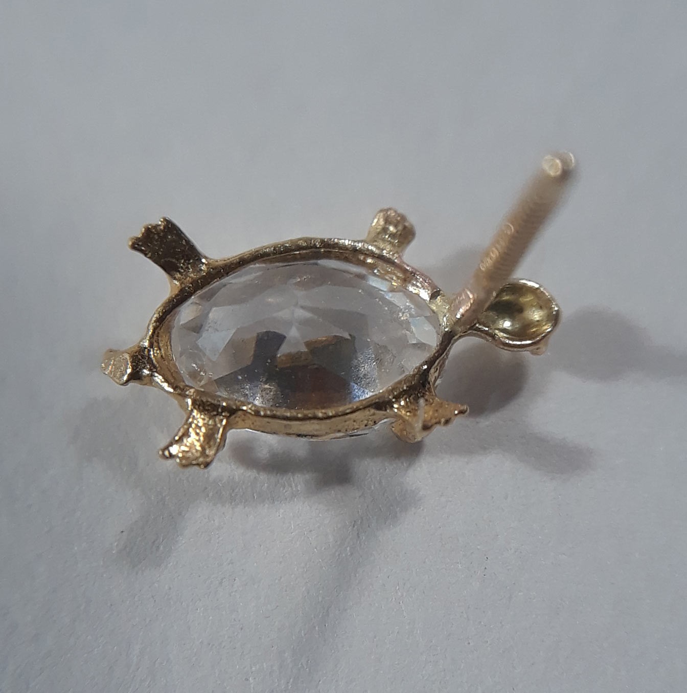 Cute Solid 14k Yellow Gold Turtle Shape Oval CZ S… - image 4