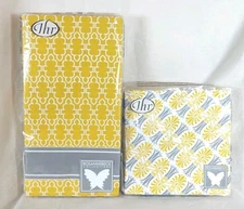 Set Of 2 ~ IHR Cocktail (20) & Guest (16) Napkins "Maize" Mustard Yellow & Gray 