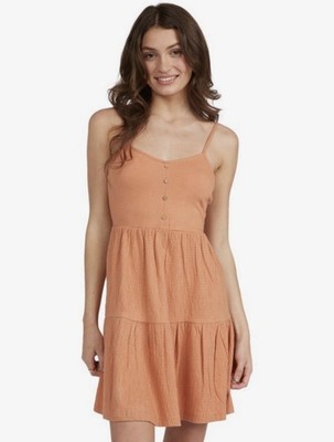 ROXY Large Beach Hangs Strappy Dress Women Toasted Nut Summer Beach Babe Vacay