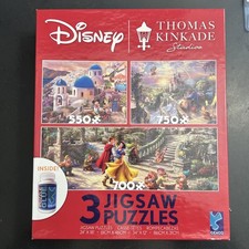 Disney Thomas Kinkade Jigsaw Puzzles, 3 Puzzles In 1 Box, 550, 700, 750 Pieces