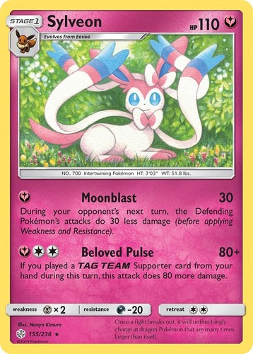 Pokemon Sylveon 155/236 SM - Cosmic Eclipse NM Rare