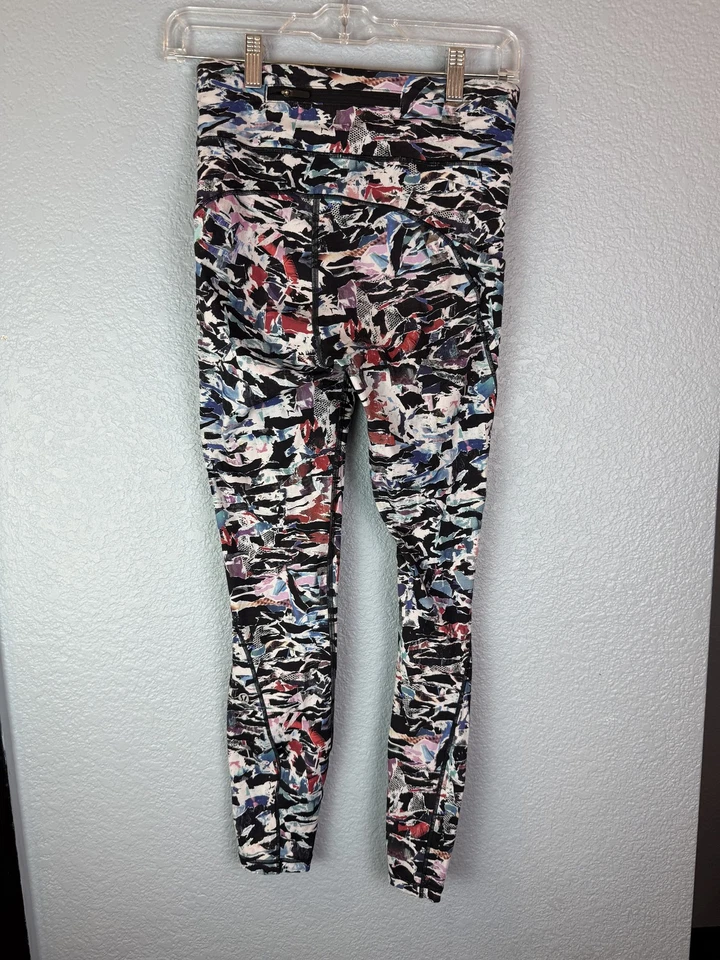 Pantalones Lululemon Mujer 6 Multicolor Tiro Alto Leggings Bolsillo Trasero Cremallera Correr Gimnasio Foto 4 de 4