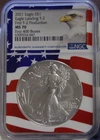 2021  US Silver Eagle  NGC MS70 First Ty2 Production NGC MS70