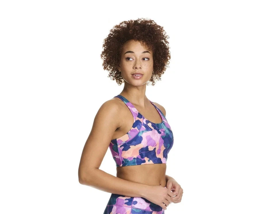 Sujetador deportivo Reebok Reflex de impacto medio para mujer multi púrpura pequeño Foto 3 de 4