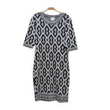 Beige By Eci Sweater Dress Aztec Print Large Midi