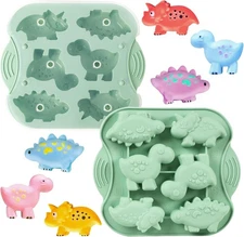 2-Pack Silicone Dinosaur Mold, Multi-Purpose Jello Molds for Kids, Green 