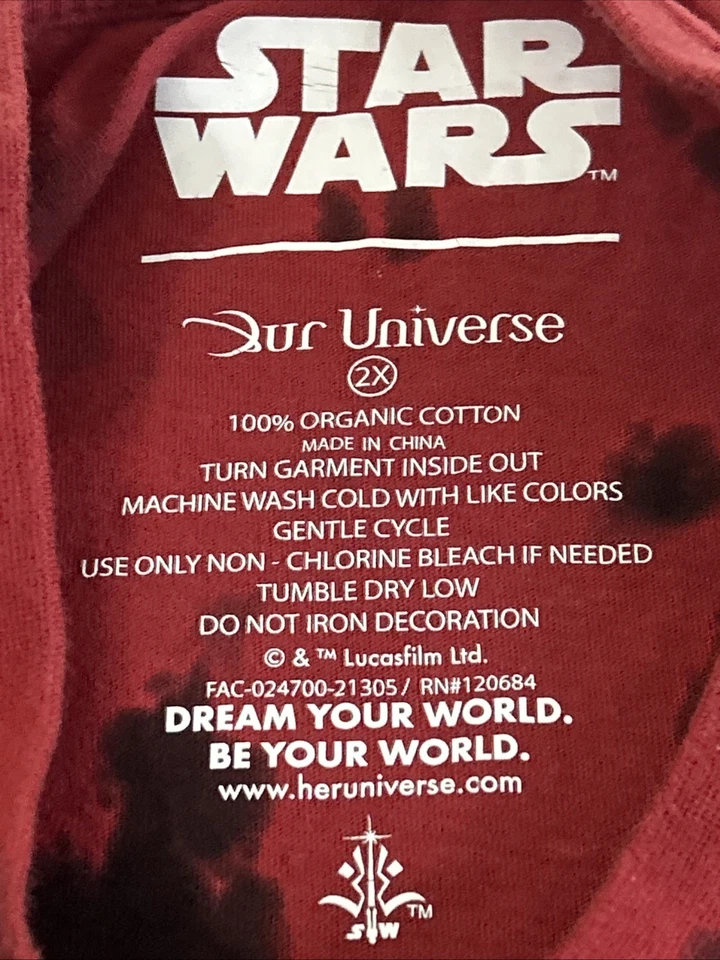 Camiseta Star Wars Sith Lord Tie-Dye 2X ROJA Y NEGRA Foto 2 de 4