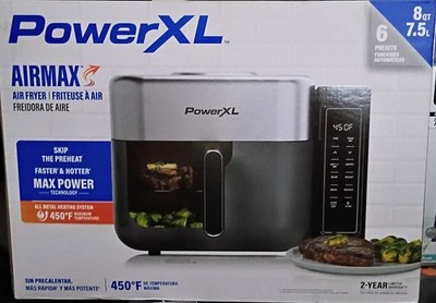 PowerXL 8Qt AIRMAX Air Fryer with 6 Pre-sets Gray & Stainless UNOPENED BOX