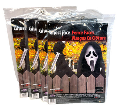 Fun World Faces Scream ''Ghost Face Lives'' Halloween Fence Decor LOT 4 (Four)
