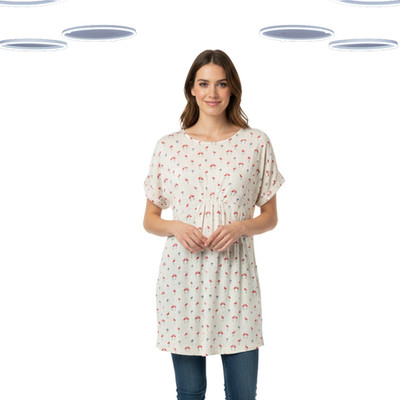 Ex Fat Face Women's Tunic Dress - Short Sleeve Jersey White  (Defect) (Size 12)