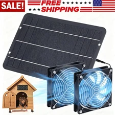6W Solar Powered Fan 12V Waterproof Dual Exhaust Fan For Camping Greenhouse Pet
