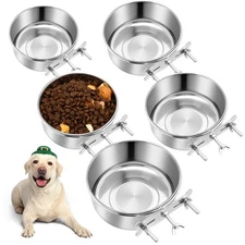 5 Pack Crate Water Dog Bowls 5 Size No Spill Hanging Dog Crate Bowl Stainless...
