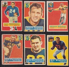 1956 Topps football lot of 6 with 2 rookies (Lower to Mid-Grade)