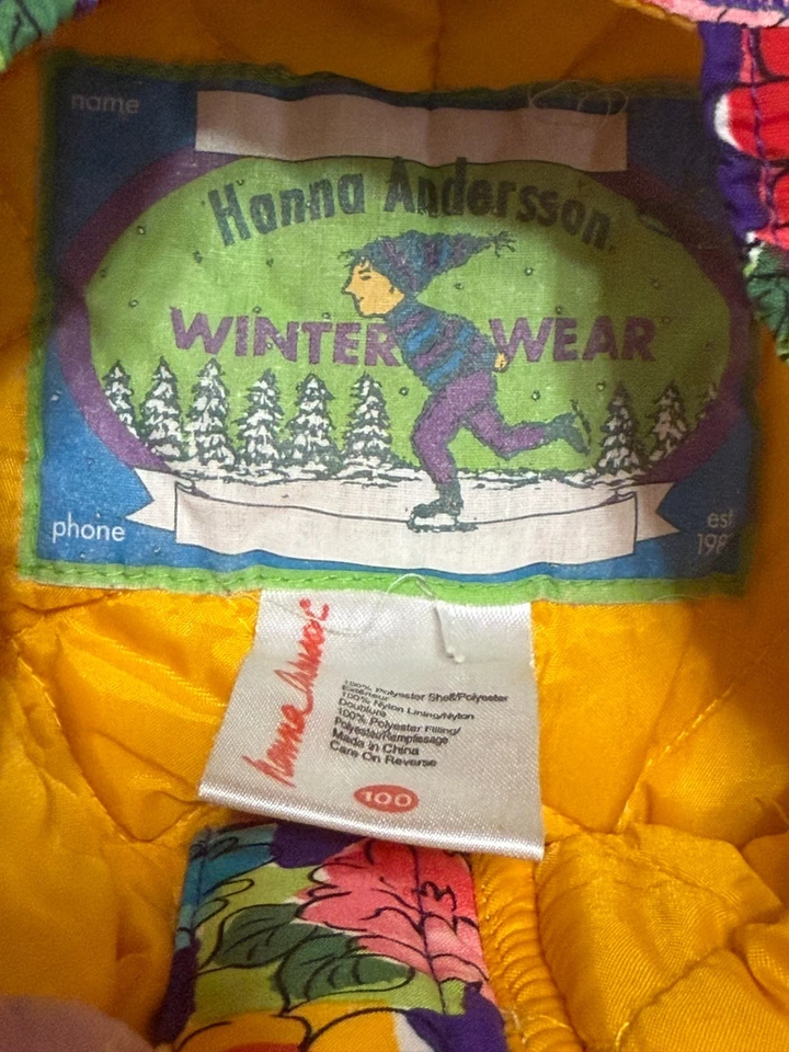 Hanna Andersson Pantalones de Nieve Babero, Jóvenes Niñas Talla 100 4T Floral Ropa de Invierno Foto 2 de 4