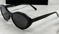 NIB NWT CHANEL 5416 Oval Black Acetate Gray Lens Sunglasses 1712S6 Purple Trim